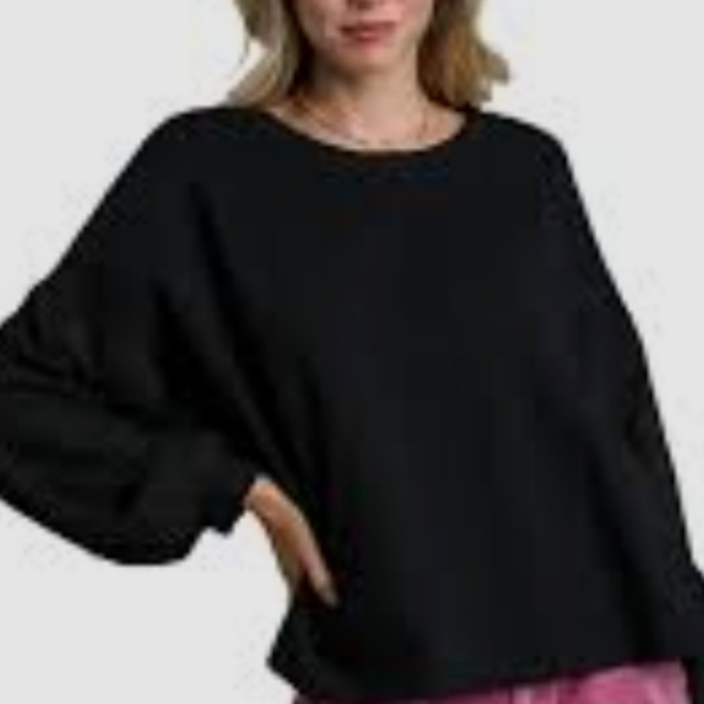 Umgee Blk Balloon Sleeve Knit Blouse Top Sz 1X